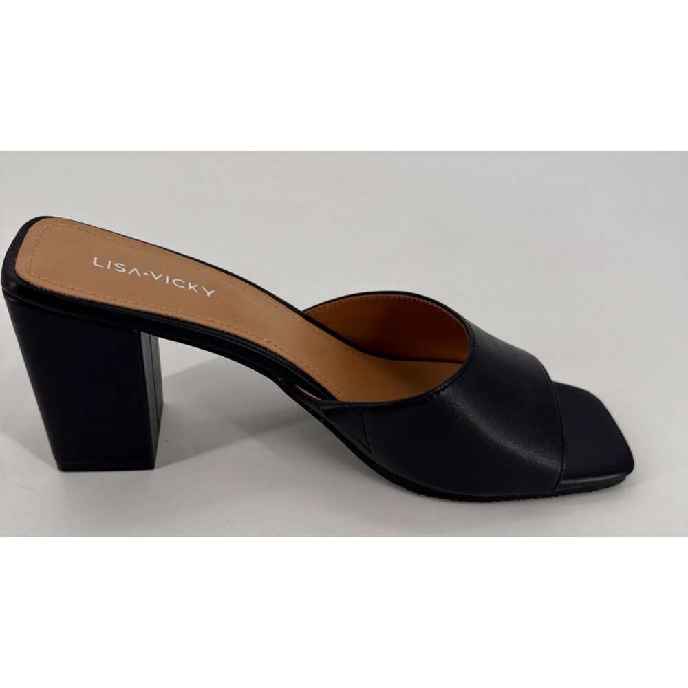 Lisa Vicky Womens Sandals Vital Black Nappa Open Toe Block Heel 9.5 - Picture 7 of 11